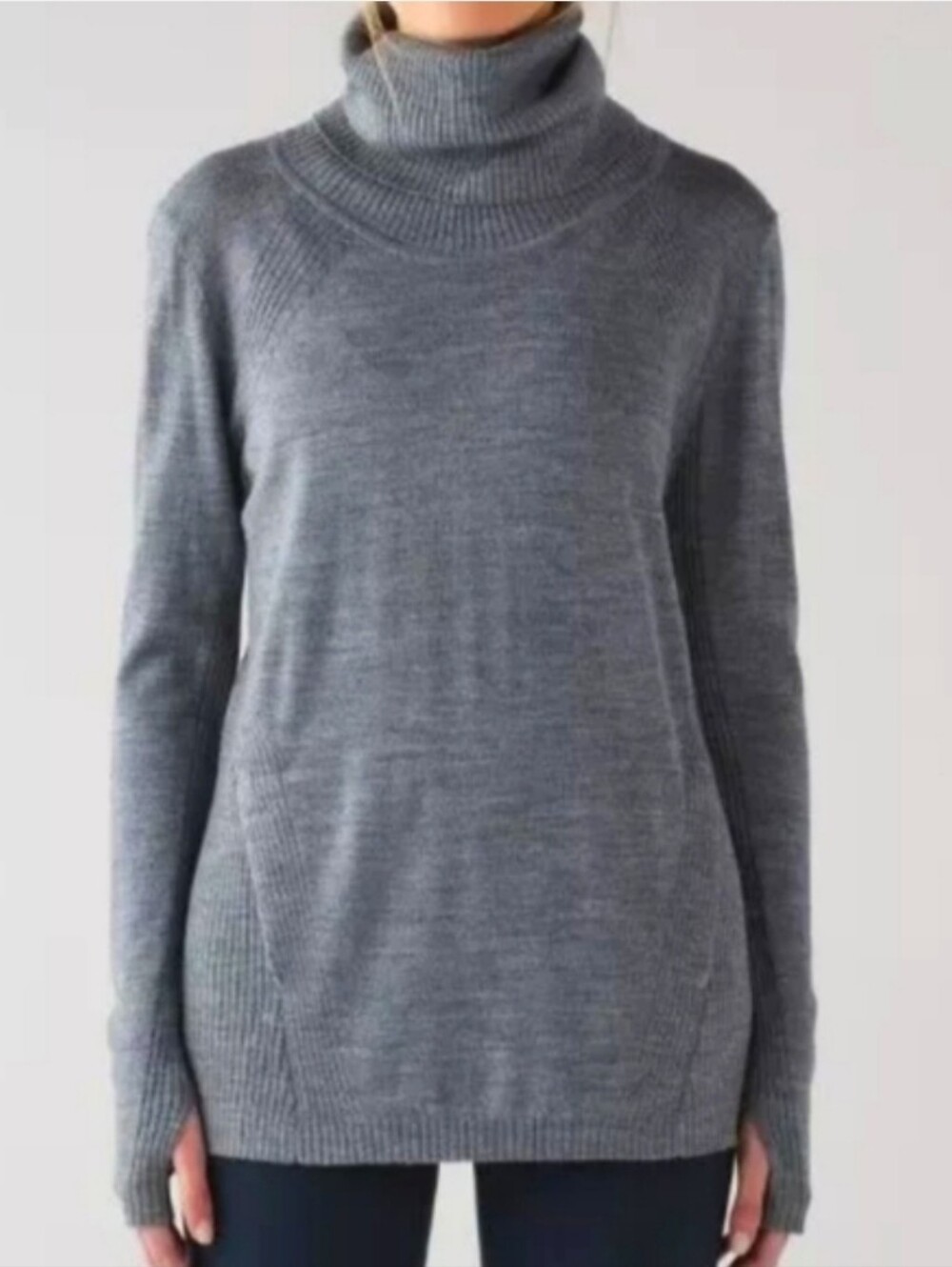 Lululemon Merino Wool Sweat & Savasana Gray Turtleneck Sweater Size 2